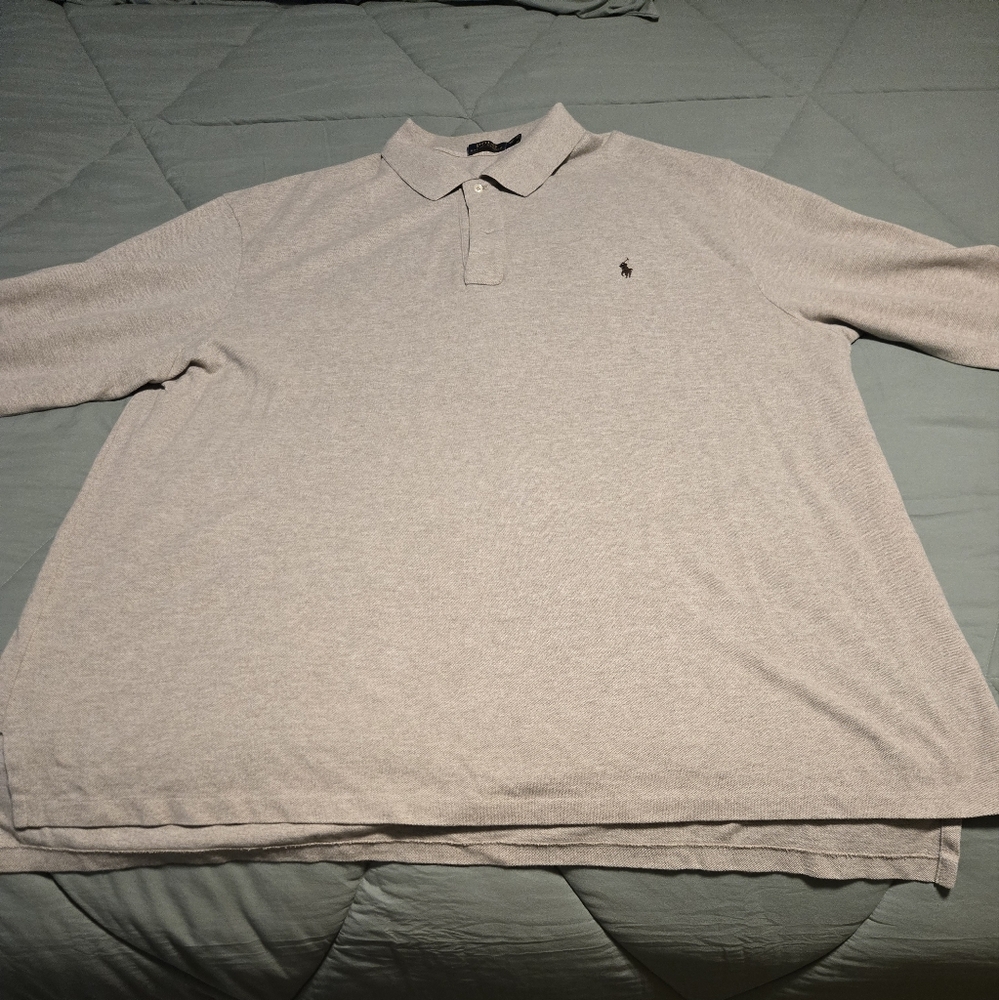 Gray Long Sleeve Polo Shirt